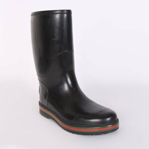 Gucci Black Interlocking G Logo Rubber Rain Boots Sz. 10